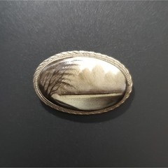 OOAK Artisan Landscape Brooch Signed 2×1.5″ inches One-of-a-kind Vintage