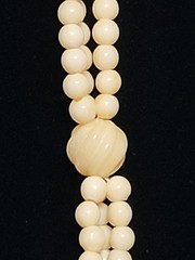 14k Gold Filled Multi-Strand Carved Cream Buffalo Bone Beaded Necklace 27 Inch