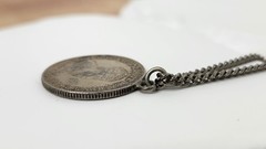 Antique 1910 Australian 925 Sterling Silver One Shilling Coin Necklace