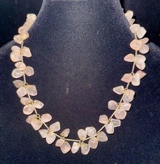 Antique Victorian Rose Quartz Cluster Necklace Silver Link Pools of Light 97 Gr