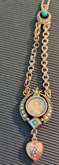 Antique Lavalier Pendant Victorian Gold & Silver Garnet Pearl Turquoise