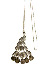Vtg 80s Silver Tone Stunning Peacock Necklace, Bird, Animal, Work, Office,Boho