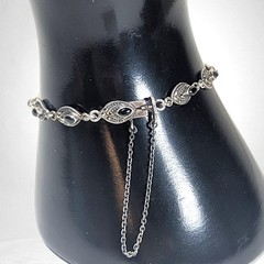Vintage Sterling Marcasite & Onyx Art Deco Style Bracelet IBB 925