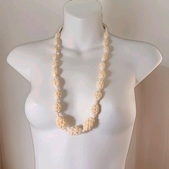 Vintage Off White Plastic Faux Bone Necklace 30in