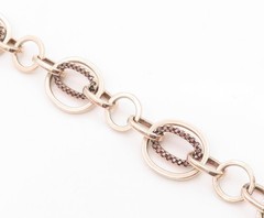 925 Sterling Silver Vintage Bracelet Modernist CZ Geometric Oval Link BT12087