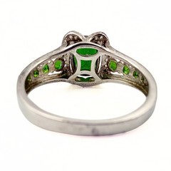 Contemporary Marked Sterling Silver Cushion Cut Green Tourmaline Ring Sz 10