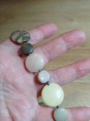 vintage Necklace Semi Precious Stone Agate Flat Beaded