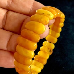 Vintage Natural Baltic Amber Stretch Bracelet Butterscotch Egg Yolk Panels 7,5”