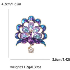 Vintage Style Peacock Bird Rhinestone Crystal Cyan Bird Brooch Pin Pendant Gift