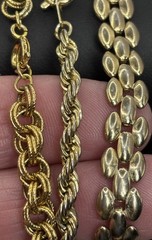Vintage Chain Bracelet Lot Gold Tone Panther Link Rope Chains Stackable