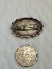 Antique Victorian Horseshoe & Ivy Leaves White Metal Silvertone Brooch AS IS
