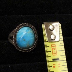 Lot of 5 Vintage Silver Turquoise Rings Size 5-5.5