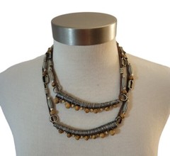 Ethnic Metal Wood Beads 2 Layered 18″ + 3.5″ Extender