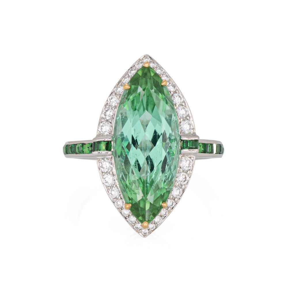 Tiffany & Co High Jewelry Green Tourmaline Diamond Ring Tsavorite 18k Platinum
