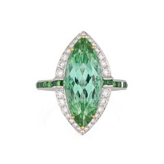 Tiffany & Co High Jewelry Green Tourmaline Diamond Ring Tsavorite 18k Platinum