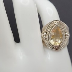 Artisan Smoky Quartz Teardrop Southwestern Style Silver 925 Ring Sz 5.75 Tested