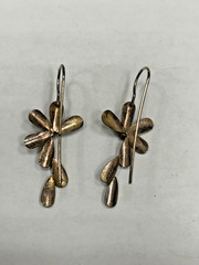 Vintage Signed KIM 925 Sterling Silver Flower Floral Daisy Earrings