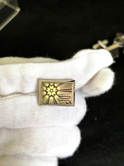 EXPO 70 Osaka Vintage Damascene Cufflinks Tie Pin Set Takeshi Otaka 24K