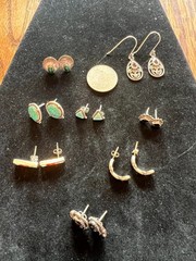 Lot 8 Vintage Sterling Silver Turquoise Onyx , etc Studs & Small Earrings