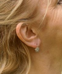 14K Yellow Gold Plated Vintage Style Flower Earrings Pen Tester Pass Moissanite