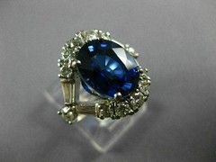 LARGE 5.30CT DIAMOND & AAA SAPPHIRE 18KT WHITE GOLD 3D INFINITY ENGAGEMENT RING