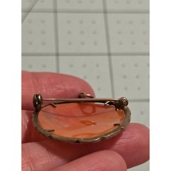 Vintage 800 Silver Carnelian Shell Cameo Brooch Pendant Marcasite Scalloped