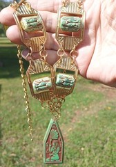 DESTASH! VINTAGE NEIGER EGYPTIAN PENDANT SPHINX GLASS CABACHON NECKLACE BRACELET