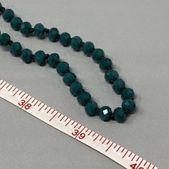 Designer Flapper Beaded Necklace Teal Green Fire Polished Czech Glass JM 78″
