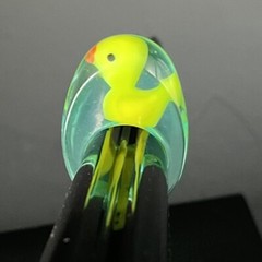 Lucite Dome Ring Rubber Ducky Yellow Blue Size 8 Retro Chunky Cased Resin