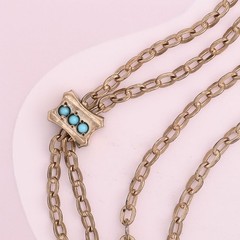 Antique Victorian Persian Turquoise Gold Filled Slide Cable Chain Necklace