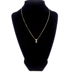 Vintage 1960s 14K Yellow Gold White 0.7 cttw Diamond Choker Pendant 16″ Necklace