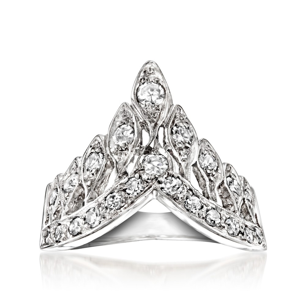 Vintage .80 ct. t.w. Diamond Ring in 14kt White Gold. Size 7.5