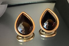 Antique Black Onyx Earrings Estate 14k Pear Vintage Oval Teardrop