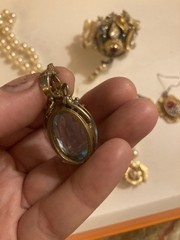 Elegant Lot Vintage Mosiac Earrings Handmade Pendant Creamy Jewelry Antique