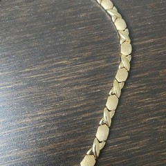 Vintage FAS 925 Starling Silver Vermeil XO Pattern Necklace Approx 18”L & 29g