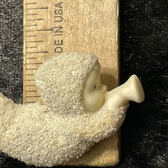 Vintage Department 56 Snow Baby with Horn Statement Brooch Pin 1 3/4″ Long