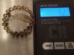Pin/Brooch 1/20th 12K gold Filled 20 unk stones cond c pics