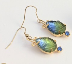 Vtg Juliana Style Molded Green Blue Givre Glass Rhinestone Costume Jewelry Set