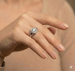 0.65ct Vintage filigree ring old mine cut Diamond belais 18k white gold