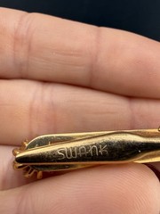Vintage Swank Cufflink Tiebar Clip Set Gold Tone Rhinestone Sign