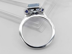 Art-Deco Style Lab Created Aquamarine Sapphire Engagement 14K White Gold FN Ring