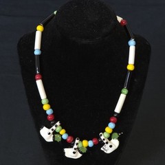 VTG Flying Colors 3 Duck Colorful Ceramic Bead Necklace Bold Statement