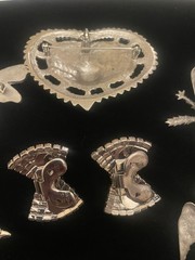 VTG Brooch Jewelry Lot Silver Tone FAIRY HEART ANGEL DOG BOW Rhinestone Clips