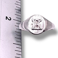 Initial Letter K Signet 925 Sterling Silver Child Baby Pinky Ring Size 3.25