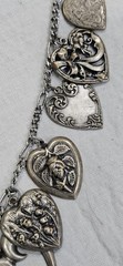 VTG Pididdly Links Style Silver Heart Charm Necklace 23 Charms Bead 22″ Long