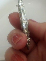 Antique glamorous silver-tone Art Deco brooch pin rhinestone accents C clasp