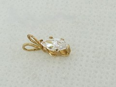 Vintage Pretty 14K Yellow Gold Marquise CZ Navette Solitaire Pendant – 0.35 tcw