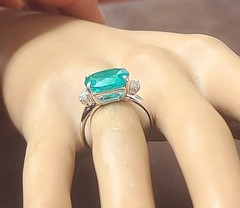 Vintage Platinum Engagement Ring 7.27ct. Blue Neon Tourmaline Oval Shape