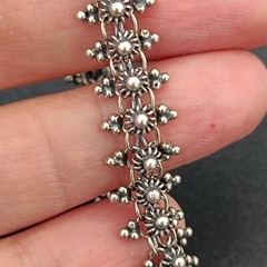 Vintage Silver Bracelet Ethnic Granulation Flower Filigree Tribal Articulated