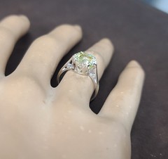 Platinum Vintage Engagement Ring 3.02ct.Natural Yellow Radiant Cut Diamond GIA